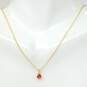 14K Yellow Gold Ruby & Diamond Accent Necklace & Stud Earrings Set 1.9g image number 4