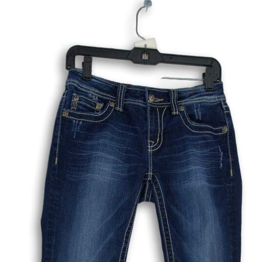 Womens Blue Denim Medium Wash 5-Pocket Design Bootcut Leg Jeans Size 27 image number 3