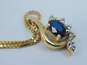 14K Yellow Gold Oval Sapphire Diamond Accent Pendant Necklace 3.7g image number 3