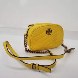 Tory Burch Quilted Yellow Leather Small Crossbody Bag