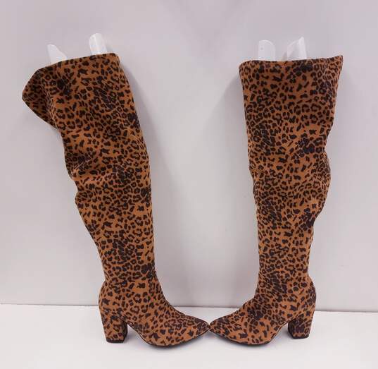 Torrid Leopard Print Pointed Toe Over Knee Boots Leopard Brown 7 image number 3