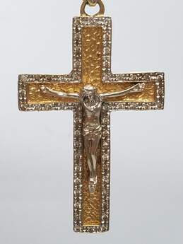 14K Gold Melee Diamond Crucifix Pendant 10.0g