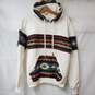 Pullover Hoodie White with Multicolor Aztec Southwestern Designs Size M image number 1