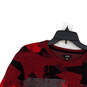 Mens Red Black Knitted Long Sleeve Crew Neck Stretch Pullover Sweater Sz L image number 3