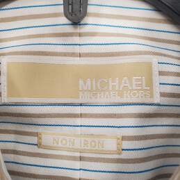 Michael Kors Men White Stripe Button Up Shirt XL