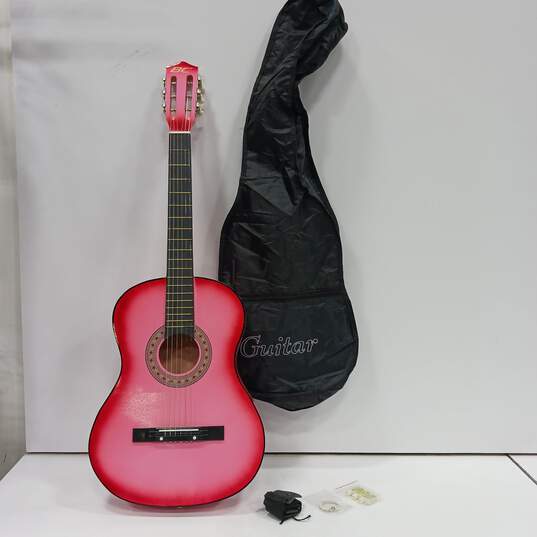 BC Acoustic Pink Guitar w/Soft Case image number 1