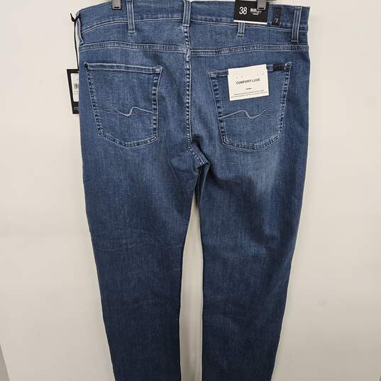 7 For All Mankind Relaxed Fit Blue Jeans image number 2