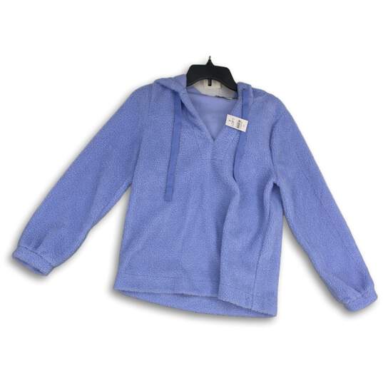 NWT LOFT Womens Blue Drawstring Long Sleeve Winter Pullover Hoodie Size XS image number 1
