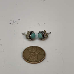 Designer Pandora S925 ALE Sterling Silver Turquoise Stone Stud Earrings alternative image
