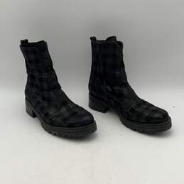 Gabor Womens Black Gray Plaid Round Toe Block Heel Side Zip Ankle Boots Size 6 alternative image