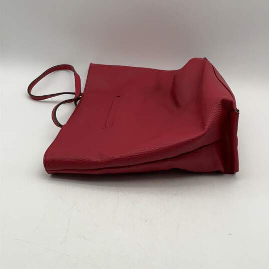 Tutilo Womens Red Leather Inner Pocket Zipper Double Handle Shoulder Bag Purse image number 4