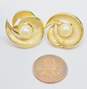 Vintage Crown Trifari Faux Pearl & Gold Tone Clip-On Earrings 13.9g image number 6