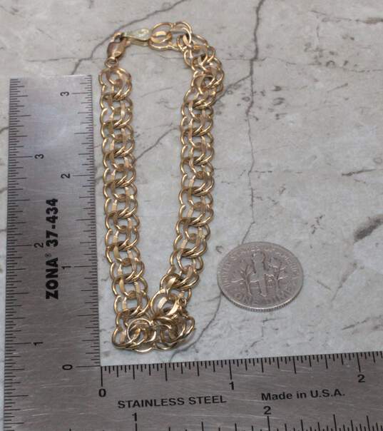 *REPAIRED* 14K Yellow Gold Double Circle Chain Bracelet - 4.88g image number 7