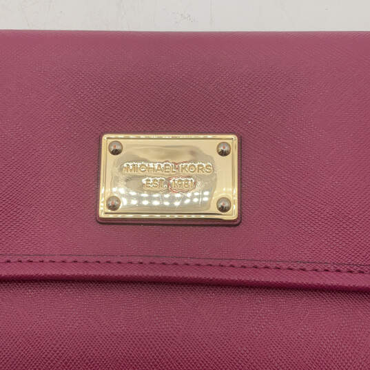 Womens Purple Leather Flap Laptop Envelope Clutch Purse image number 3