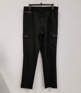 Mens Black Zipped Pockets Straight Leg Elastic Waist Cargo Pants Size Medium alternative image