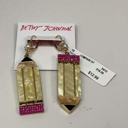 NWT Designer Betsey Johnson Gold-Tone Back To School Pencil Dangle Earrings alternative image