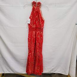 NWT Jarlo Tall All Over Red/Nude Lace High Neck Midi Spring Dress Size XXS alternative image