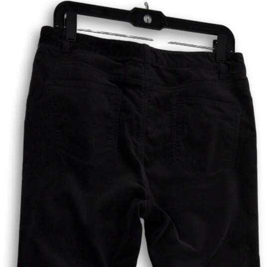 Womens Black Velvet Flat Front Pockets Skinny Leg Chino Pants Size 10 image number 4
