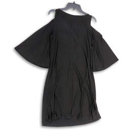 NWT Womens Black Cold Shoulder V-Neck Short Sleeve Shift Dress Size Medium alternative image