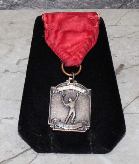 Sterling Silver Montview League 1958 Doubles 2nd Place Tennis Medal - 17.0g image number 2