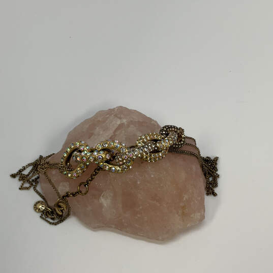 Designer J. Crew Gold-Tone Iridescent Stones Large Link Chain Necklace image number 3