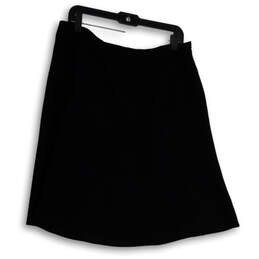 Womens Black Pleated Front Side Zip Knee Length A-Line Skirt Size 14P