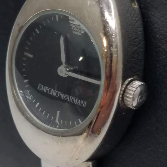 Emporio Armani Oval Case Unique Lady's Stainless Steel Bangle Quartz Watch image number 3
