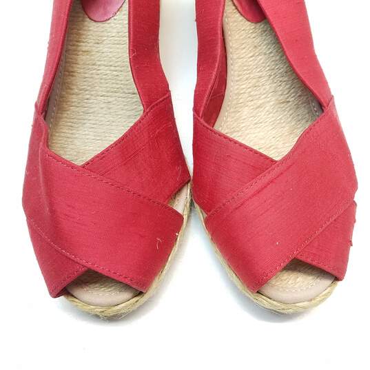 Lauren By Ralph Lauren Cecilia Red Fabric Espadrille Wedge Sandal Shoes Size 8 B image number 6