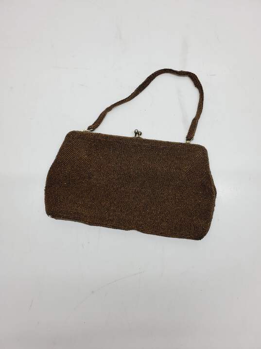 Vintage Copper Beaded Handbag with Pocket Mirror image number 1