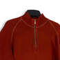 Mens Orange Tight-Knit Mock Neck 1/4 Zip Pullover Sweater Size Large image number 3