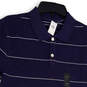 NWT Mens Blue White Striped Short Sleeve Collared Golf Polo Shirt Size S image number 3