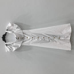 NWT Womens White Cold Shoulder Tie Waist Button Font Midi Dress Size 14/16