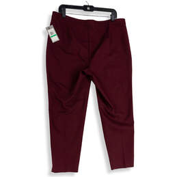 NWT Womens Burgundy Flat Front Straight Leg Pull-On Ankle Pants Size Large alternative image