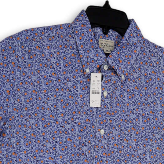 NWT Mens Blue Pink Floral Short Sleeve Collared Button-Up Shirt Size M image number 3