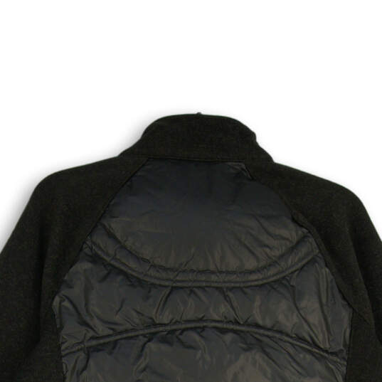 Womens Black Long Sleeve Pockets Mock Neck Full Zip Puffer Jacket Size L image number 4