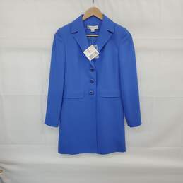 Petite Sophisticate Blue Lined Long Jacket WM Size 2 NWT