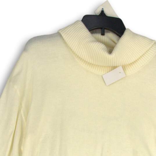 NWT Loft Womens Cream Ribbed Long Sleeve Turtleneck Pullover Sweater Size Large image number 3