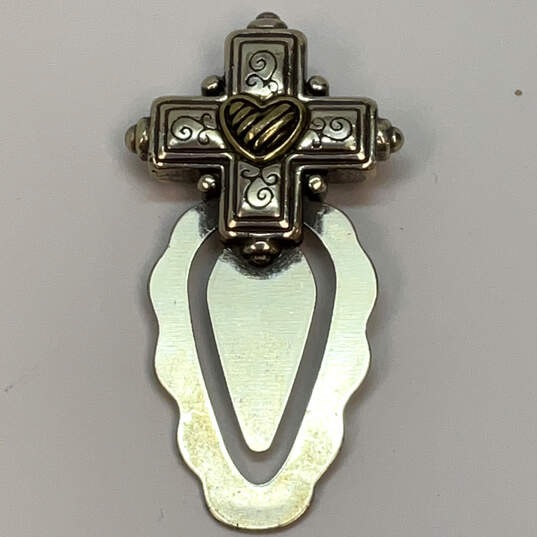 Designer Brighton Two-Tone Engraved Classic Heart And Cross Bookmark image number 4