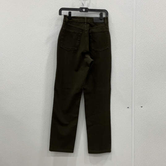 Womens Green Denim Pockets Dark Wash Regular Fit Straight Leg Jeans Size 4 image number 2