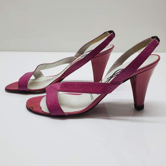 Yves Saint Laurent Pink Leather Slingback Heels Size 5 AUTHENTICATED image number 2
