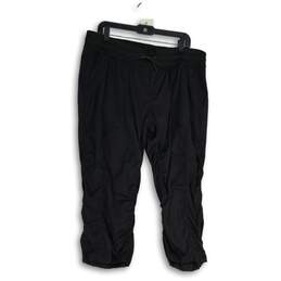 NWT Womens Black Elastic Waist Standard Fit Straight Leg Pull-On Capri Pants XL