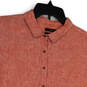 Womens Orange Short Sleeve Spread Collar Button-Up Shirt Size Medium image number 4