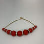 Designer Kate Spade Gold-Tone Chain Red Beads Statement Necklace w/Dust Bag image number 3