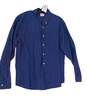 Mens Blue White Dotted Long Sleeve Button Down Dress Shirt Size X-Large image number 1
