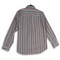 NWT Mens Pink Gray Striped Spread Collar Long Sleeve Button-Up Shirt Size M image number 2
