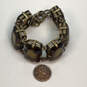 Designer J. Crew Gold-Tone Brown Crystal Stone Link Chain Bracelet image number 3