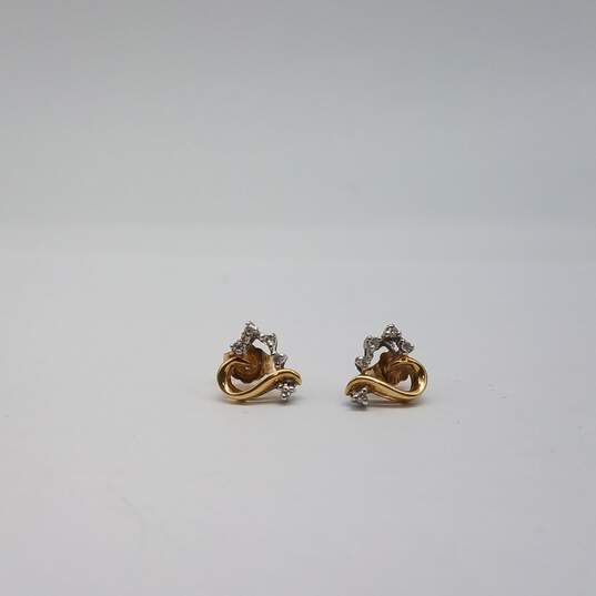 14k Gold Heart Diamond Post Stud Earring 1.5g image number 6