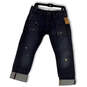 NWT Womens Blue Denim Distressed Pockets Straight Leg Cropped Jeans Sz 8/29 image number 1