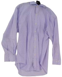 Mens Blue Long Sleeve Collared Button Up Dress Shirt Size 16.5