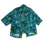 NWT Womens Blue Green Tropical Print 3/4 Sleeve Open Front Jacket Size 2X image number 2